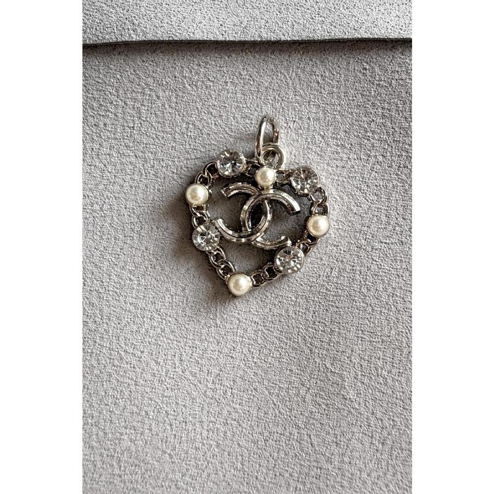 Chanel Heart-Shaped Pendant Necklace with Pearls and Crystals